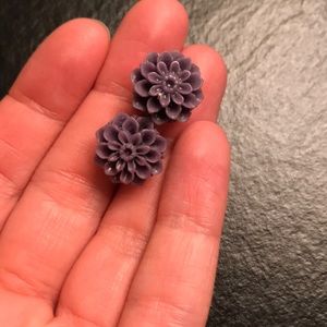 Purple flower earrings